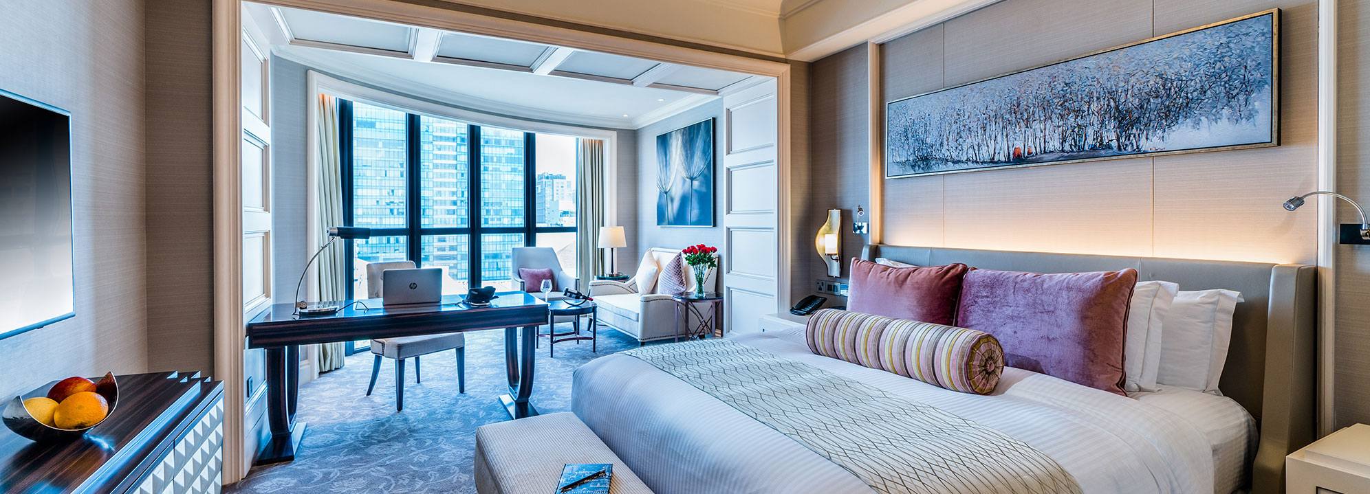 A luxury double bed suite at Caravelle 5 Star Hotel Saigon, Vietnam